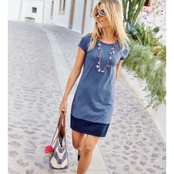 Boden Blue Colorblock Short Sleeve Shirt Dress 2R - Picture 1 of 10